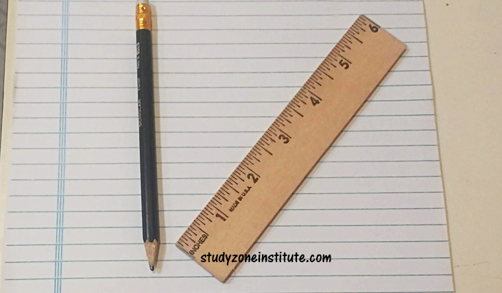 Pencil. Ruler. Paper. Distracted student.