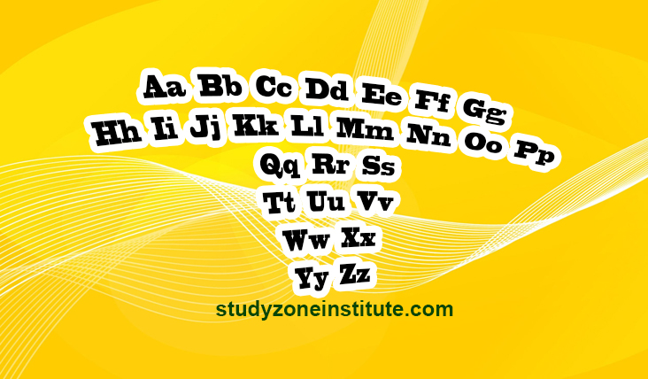English Alphabet - 26 letters, capital letters, common letters, consonants, vowels for reading lessons