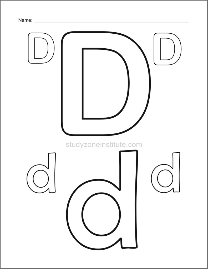 Learn alphabet. Colour D.
