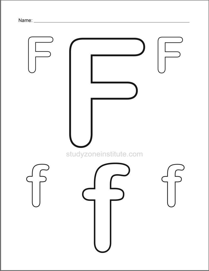 Learn alphabet. Colour F.