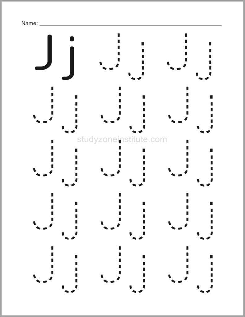 Trace Alphabet letter Jj
