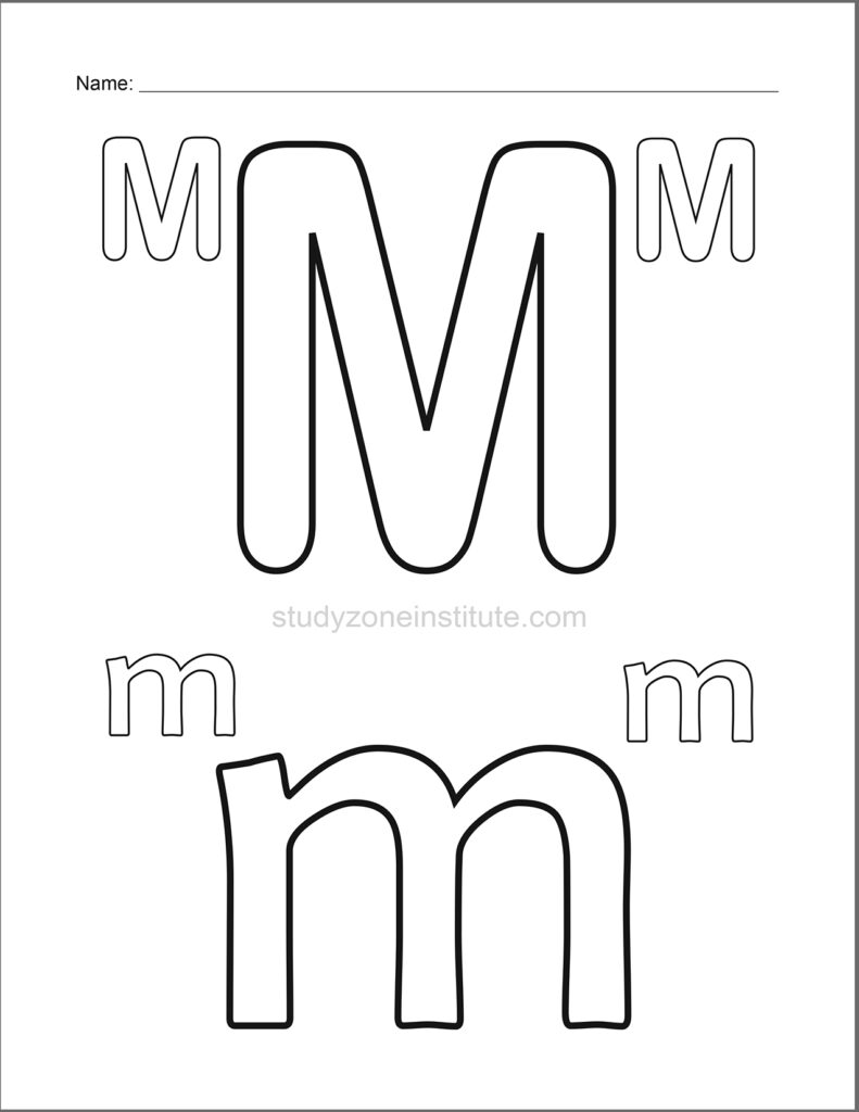 Learn alphabet. Colour M.