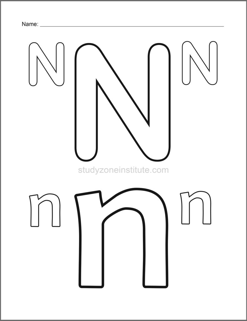 Learn alphabet. Colour N.
