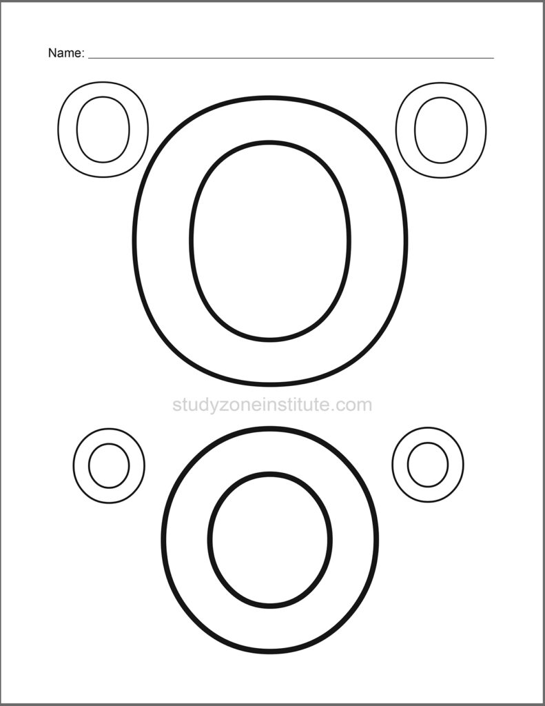 Learn alphabet. Colour O.