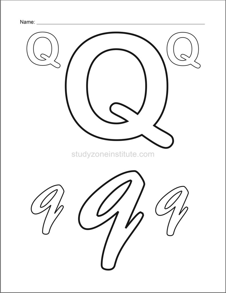 Learn alphabet. Colour Q.
