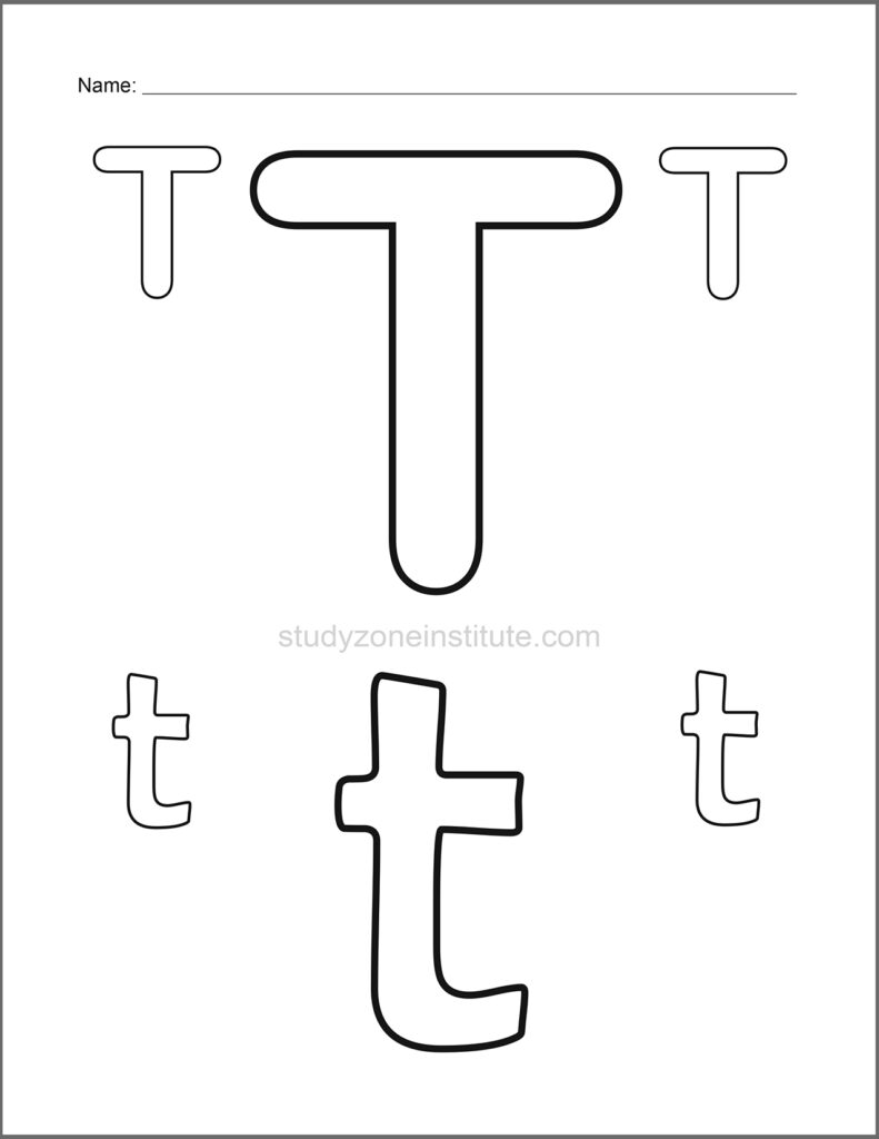 Learn alphabet. Colour T.