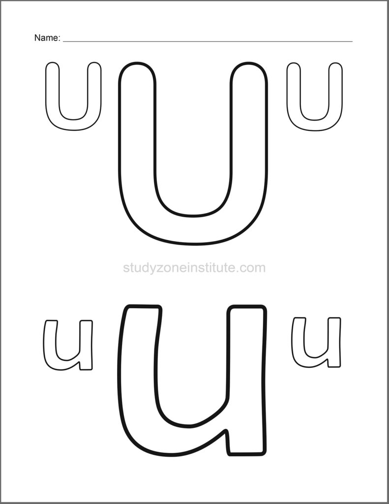 Learn alphabet. Colour U.