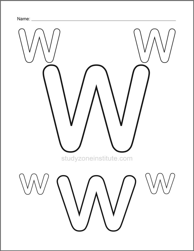 Learn alphabet. Colour W.