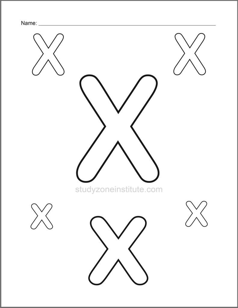 Learn alphabet. Colour X.