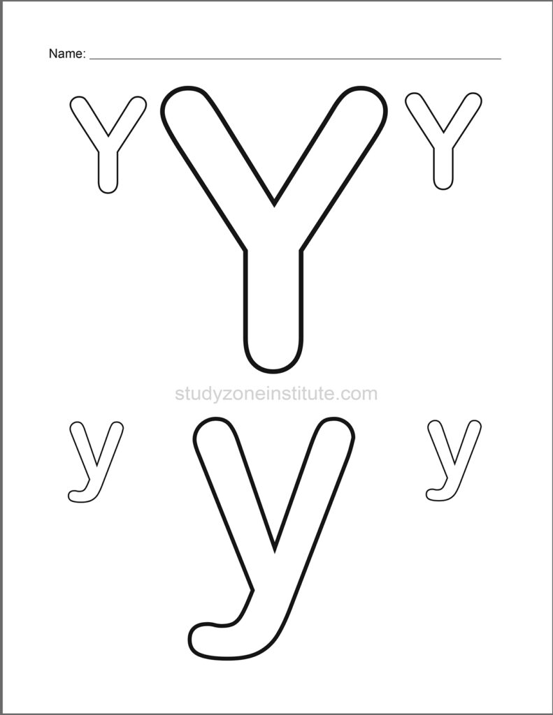 Learn alphabet. Colour Y.
