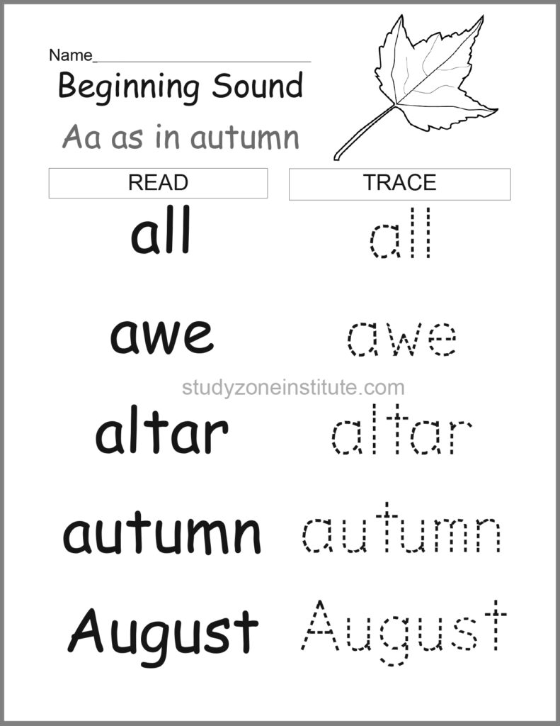 Beginning sound A
