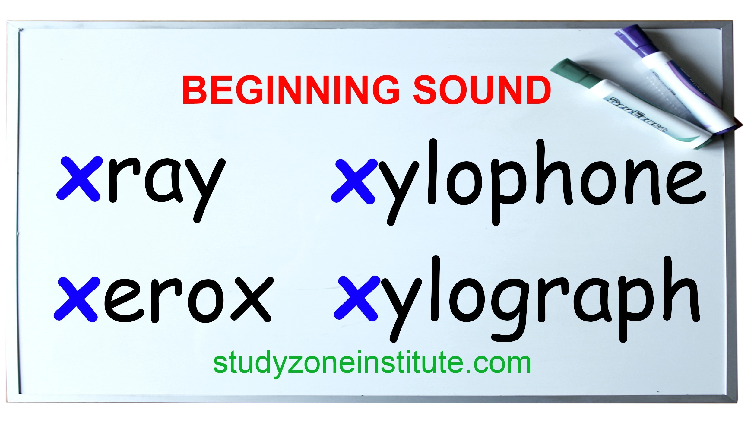 Beginning sound x Download free worksheet, trace, colour Study Zone Institute