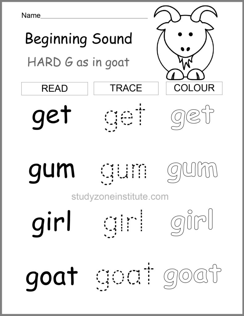 Hard beginning sound g