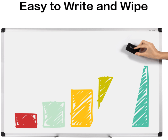 VUSIGN Magnetic Dry Erase Board, 47 X 35 Inches, Wall Mounted White Board with Pen Tray, Silver Aluminium Frame
