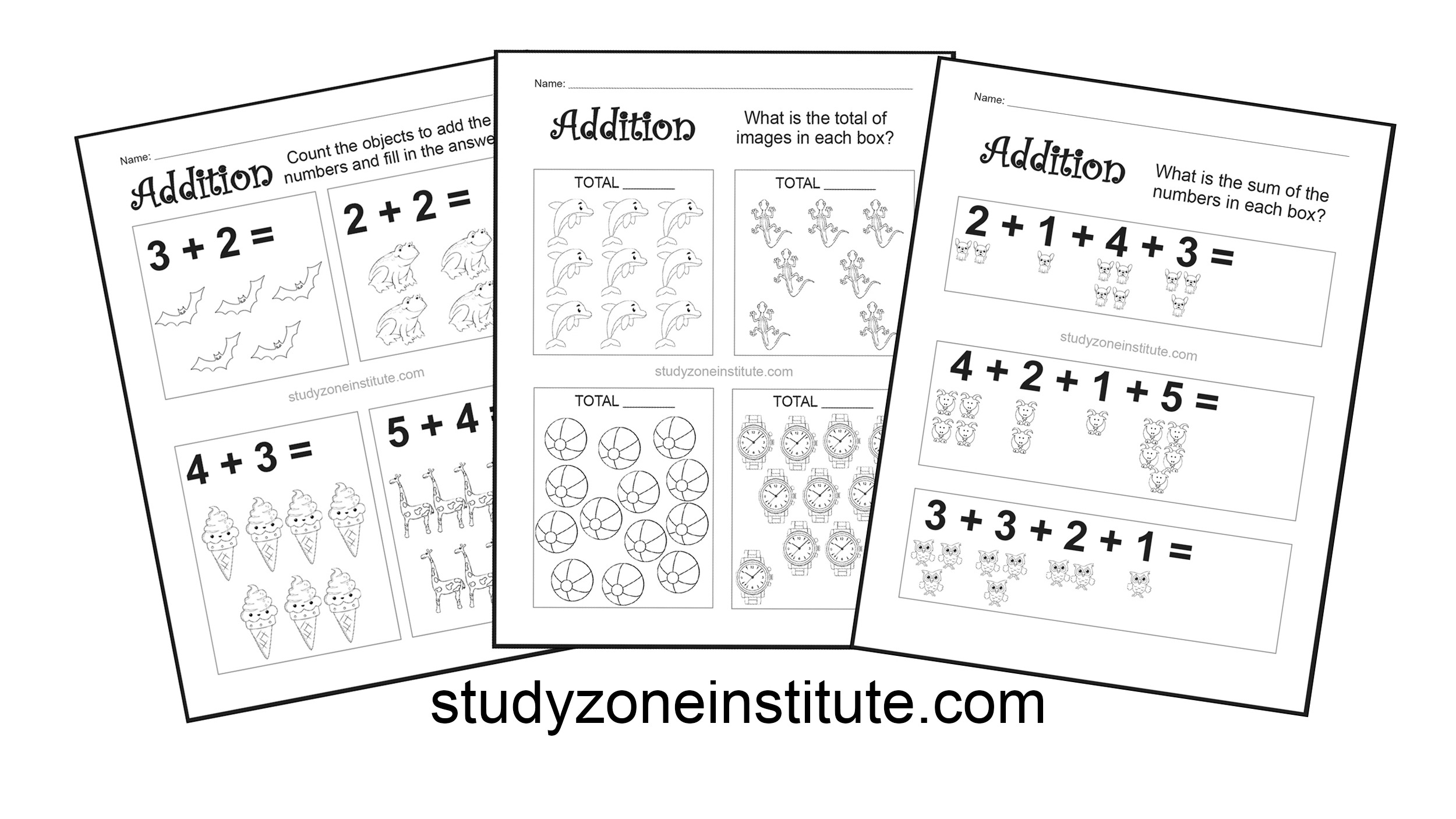 Addition: Download FREE worksheets to count, add, find sum of, total ...