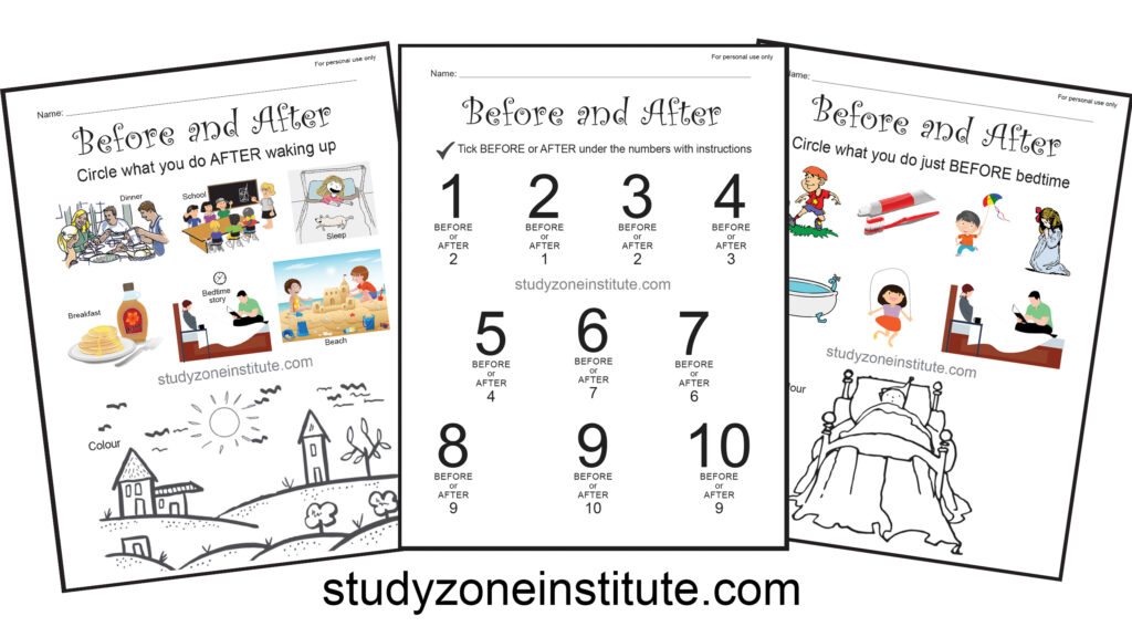 Before and After Worksheets
