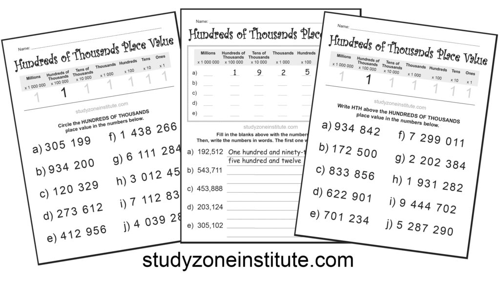 Hundreds of Thousands Place Value