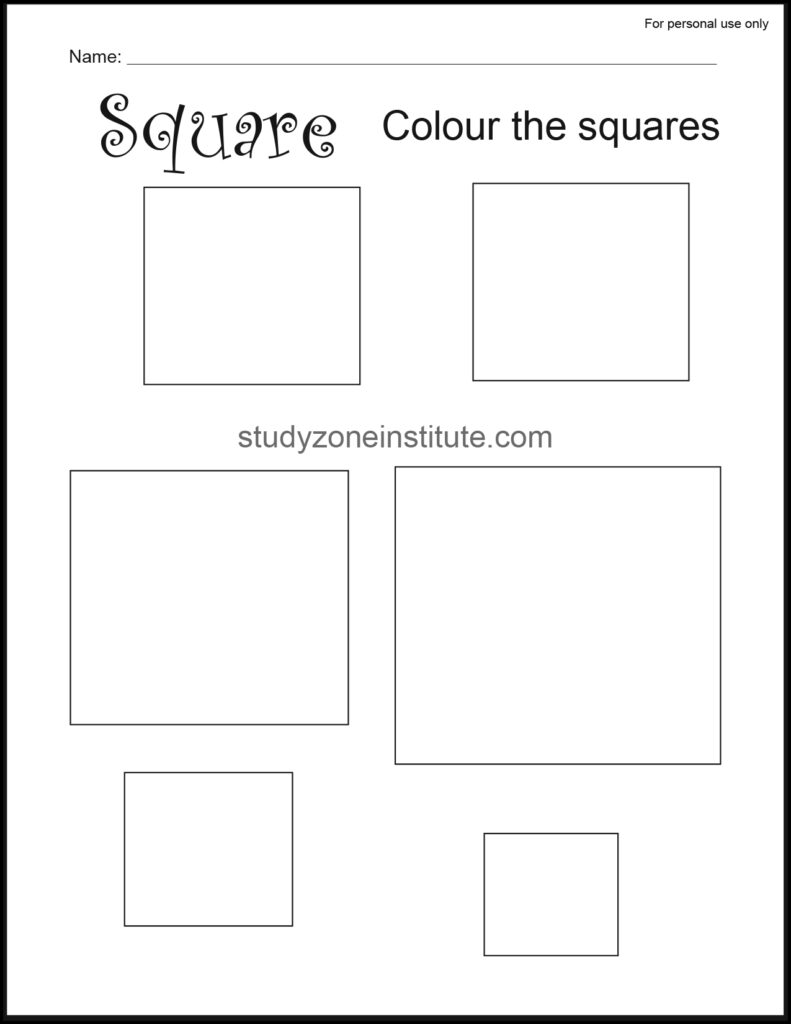 Square Colour Worksheets 