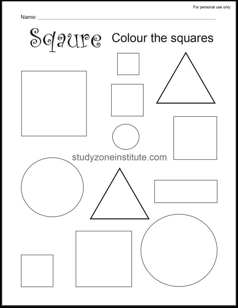 Square Find Colour Worksheets
