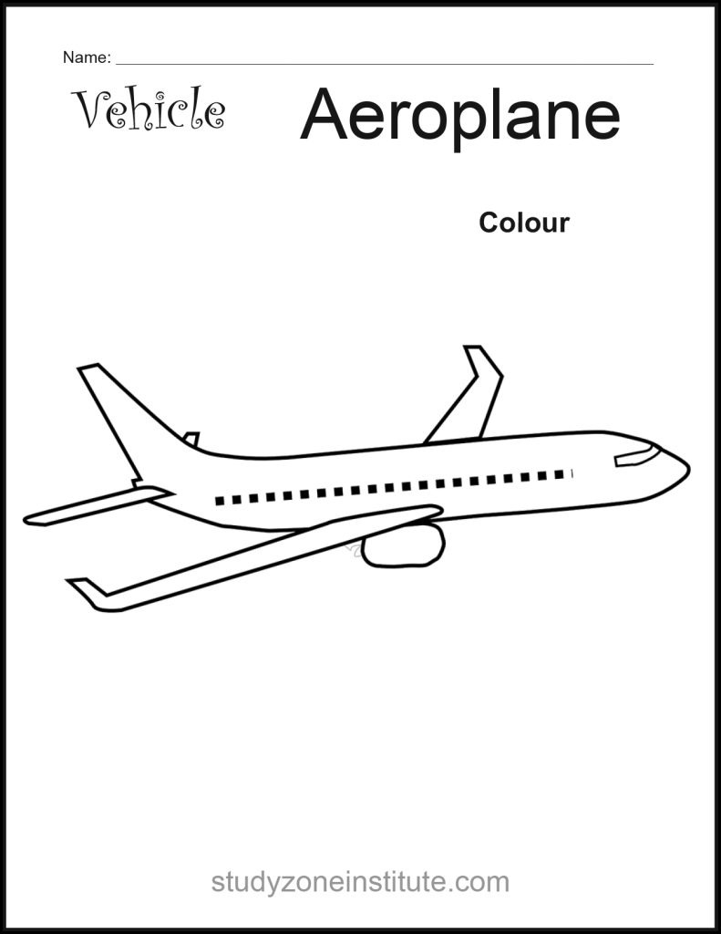 Aeroplane Vehicle worksheet