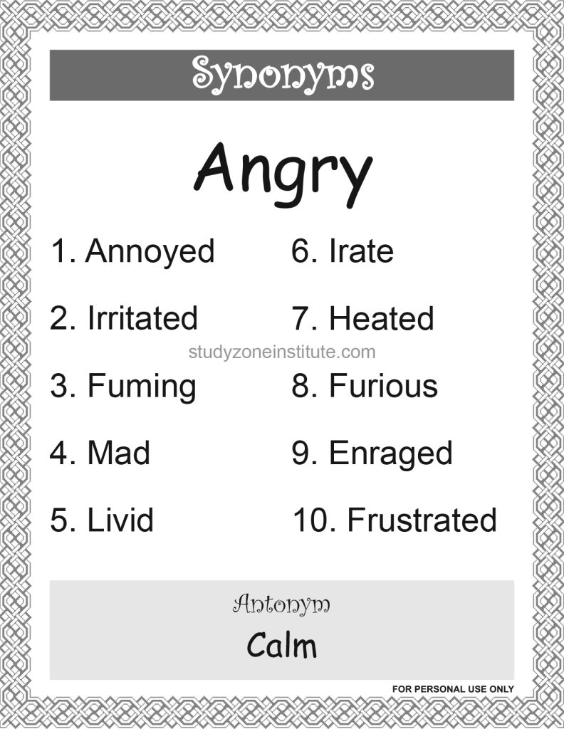 Angry Synonyms