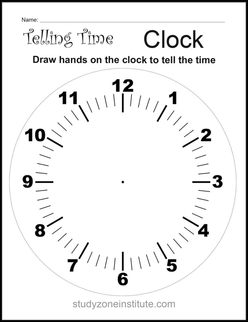 Tell time on analog clock worksheet