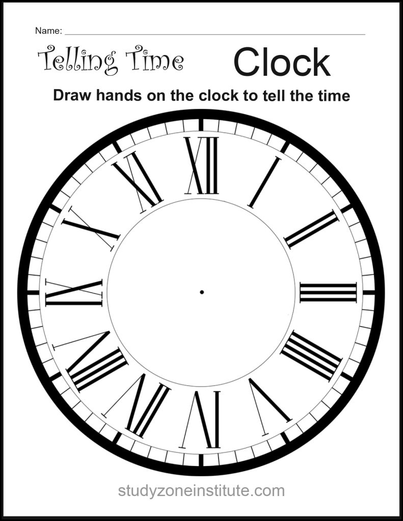 Learn Roman Numerals on Clock Worksheet