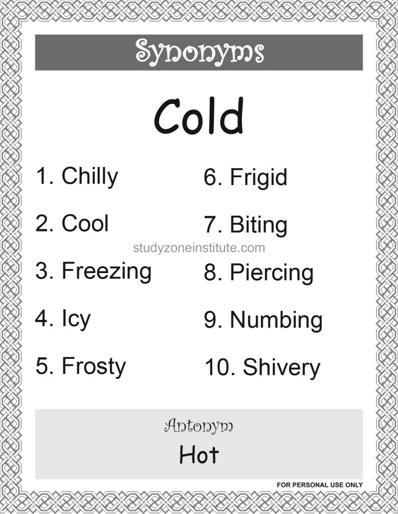 Cold Synonyms
