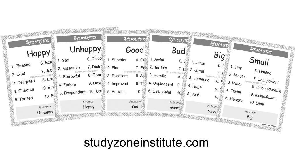 Synonyms worksheets and posters