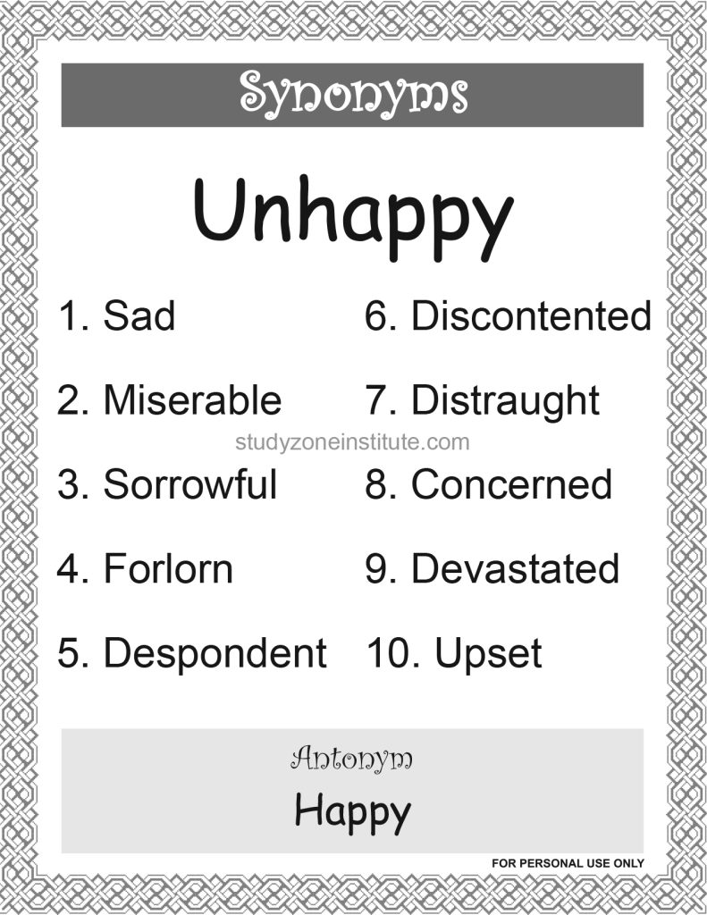 Unhappy Synonyms