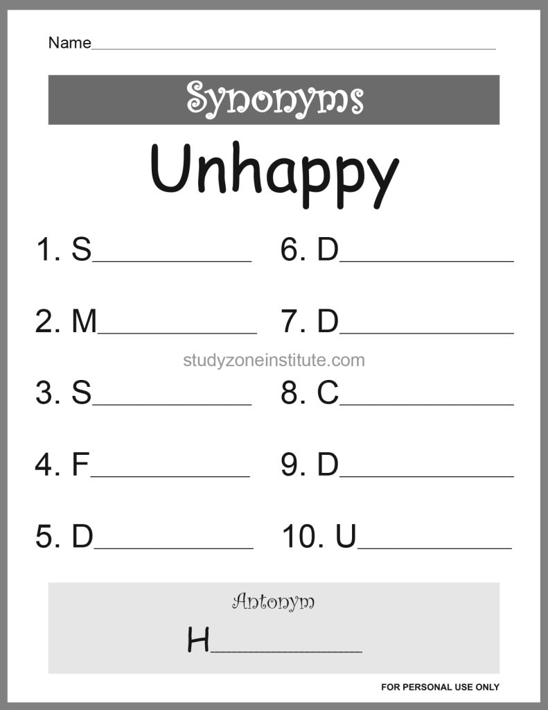 Unhappy Synonyms