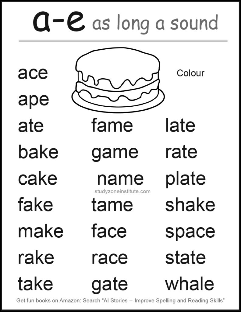 Download A-E Long A Sound word list.
